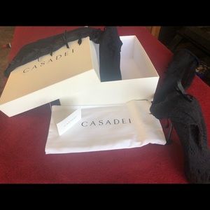 Luxury Casadei lace bow tie heels NEVER WORN!
